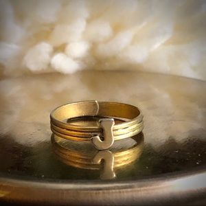 Adjustable Antique Finish Letter J Ring